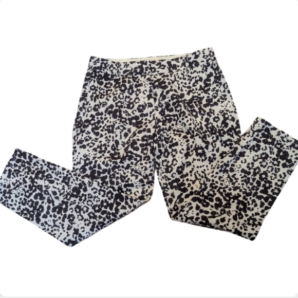 J.Crew Favorite Fit Animal Print Pants Size 4 - Black & White Leopard - Picture 6 of 13